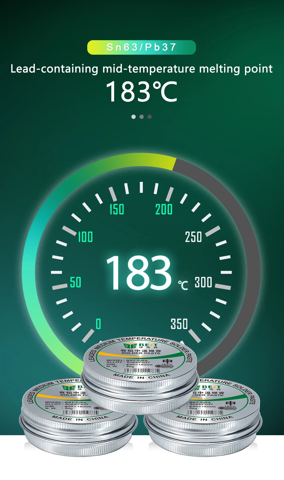 Factory OEM ODM BST-506A solder paste N.W.:50G Medium tempt: 183 Soldering Tin Cream Flux For PCB BGA SMD PGA Welding Repair.