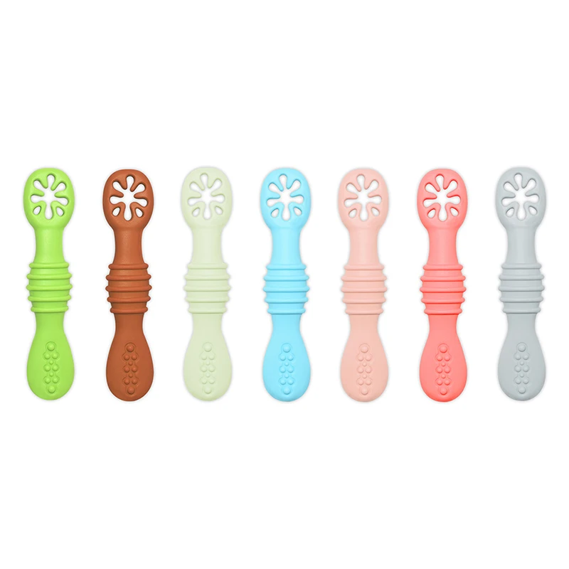 BPA Free Sticky Mini Soft Silicone  Baby Spoon safety First Training Feeding spoons Silicone First Stage Infant Training Spoons