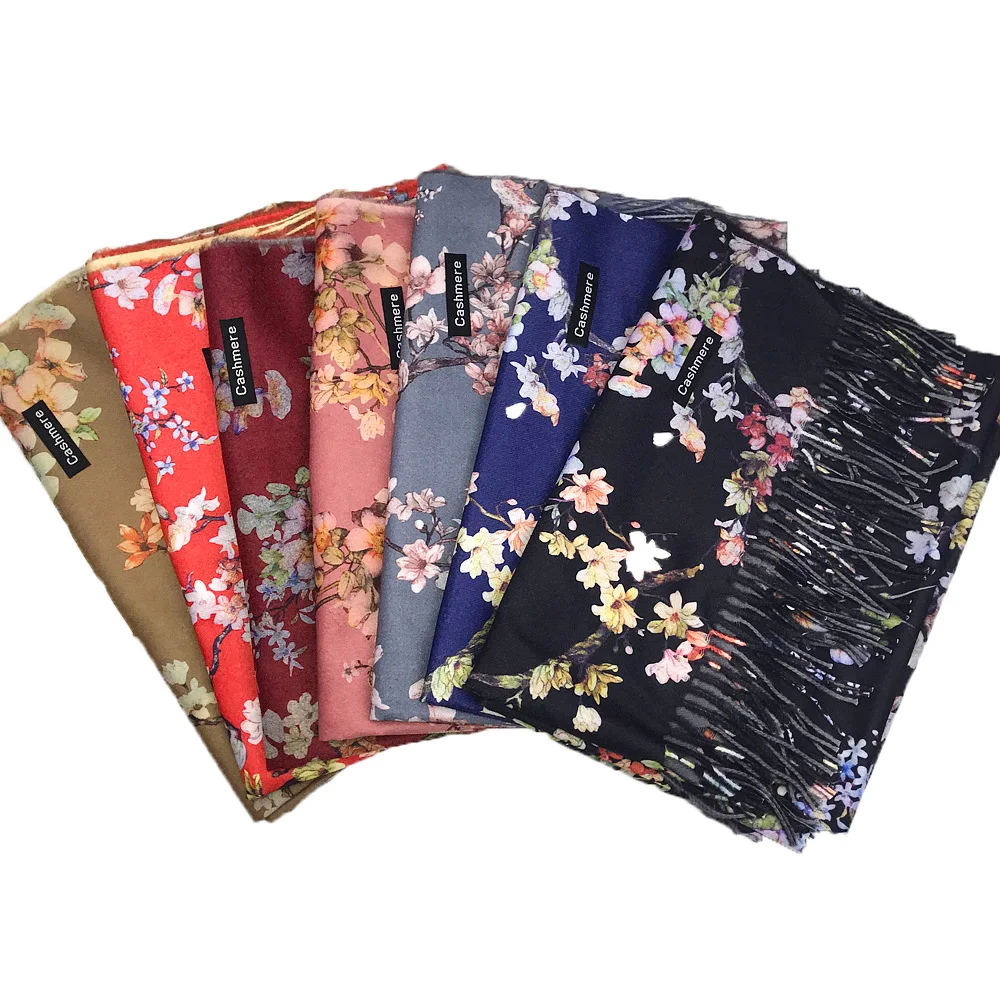 Wholesale women pashmina cashmere scarf printing winter scarves shawls