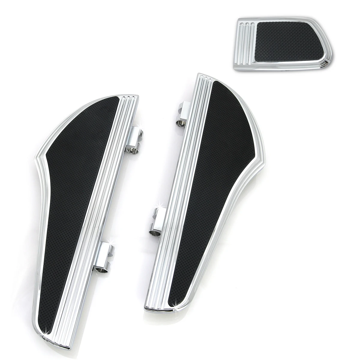 Chromed Defiance Rider Footboard Kit brake pedal cover for harley touring FLHR driver floorboards Foot boards 2000-up
