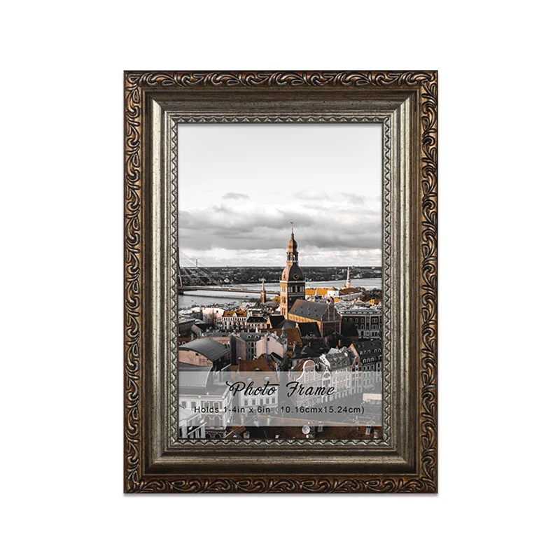 Wholesale 4x6 Inch PS Plastic Gold Vintage Photo Frame Desk For Living Room Decor