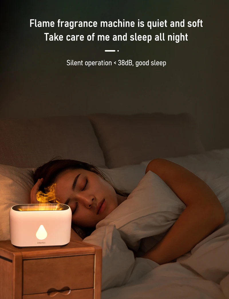 230ml capacity portable high quality aroma flame essential oil humidifier with LED night light