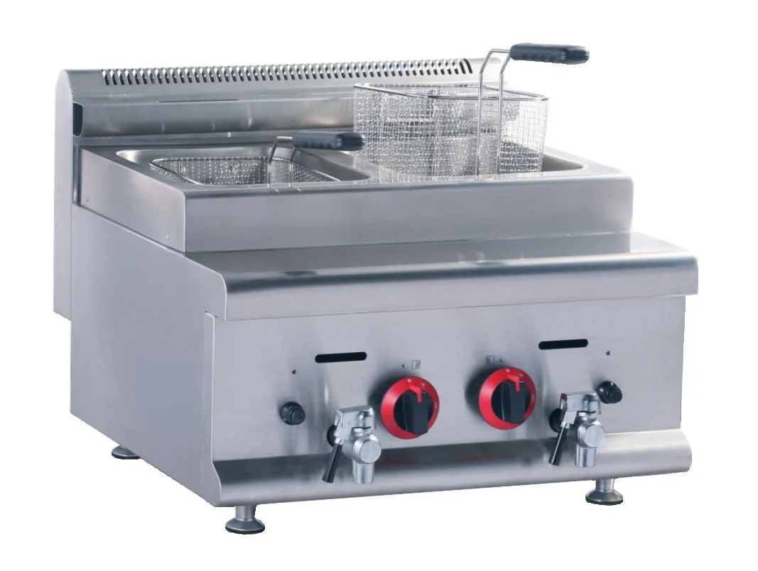 Commercial stainless steel standing kitchen hotel deep fryer chips chicken machine Counter Top  2-Tank 2-Basket  Gas fryer