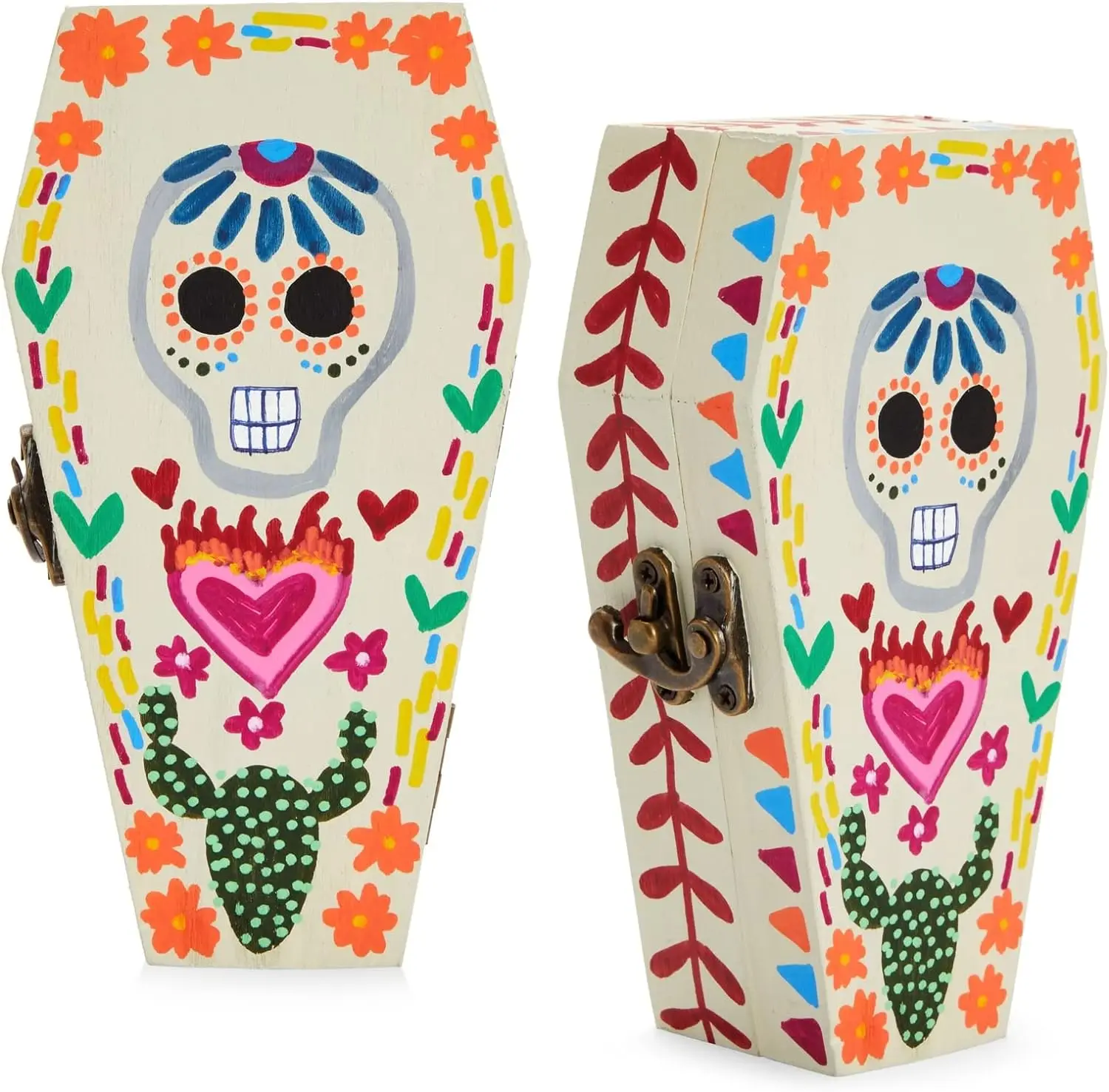 6-Piece unfinished Halloween coffin box with hinged lid