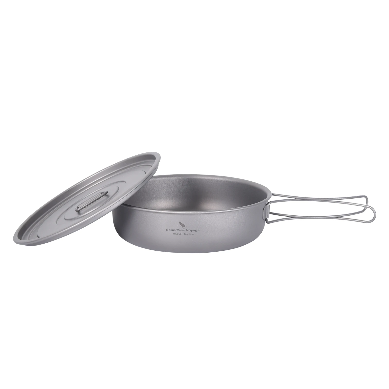 Boundless Voyage Light Outdoor Camping Portable Pure Titanium Pan folding skillet titanium with lid