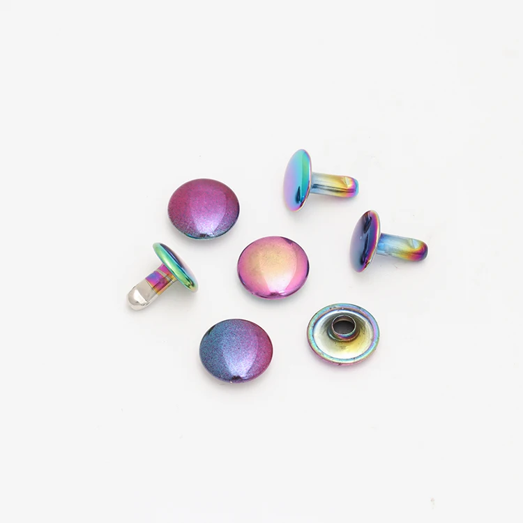 High Quality Nickel color snap button Double Side Rivet rainbow rivet for Leather Bag and Furniture