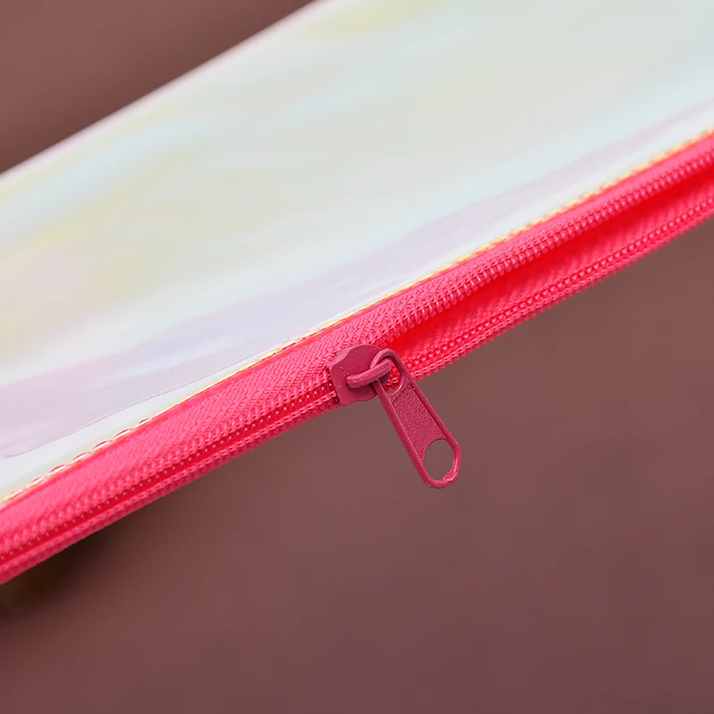 Pearlescent Candy Color Pvc Pen Bag Zipper Pencil Case Slider Zipper Plastic Stationer Product