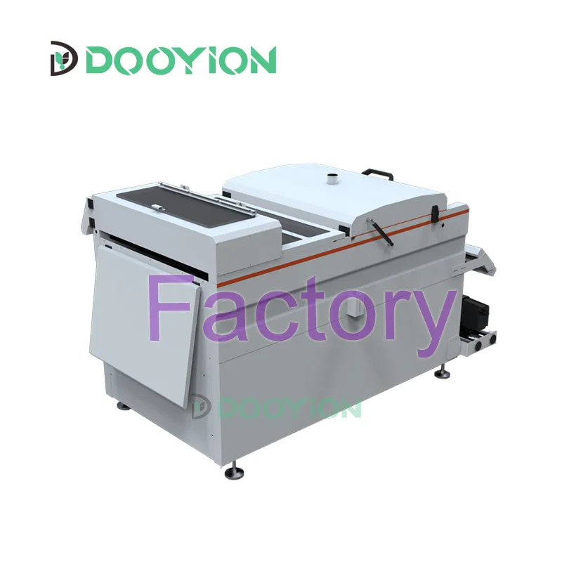 Dooyion factory China supplier digital display 650 D650 h650 dtf powder shaker with conveyor belt guide suction vacuum roller
