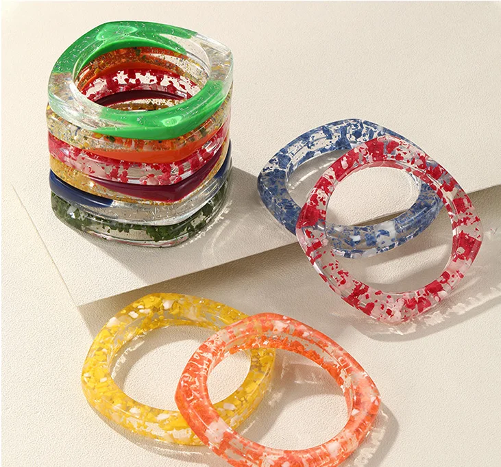 Newest Bangle Travel Resin Handle Bracelet Charm Women Acrylic Bracelet Jewelry Gift Plastic for Girls Accessories 12 Geometric