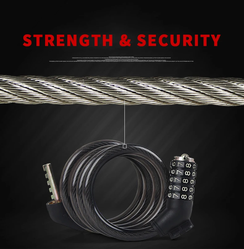 87620 ZOLi Bicycle Lock Combination Bike Lock Steel Long Cable Lock