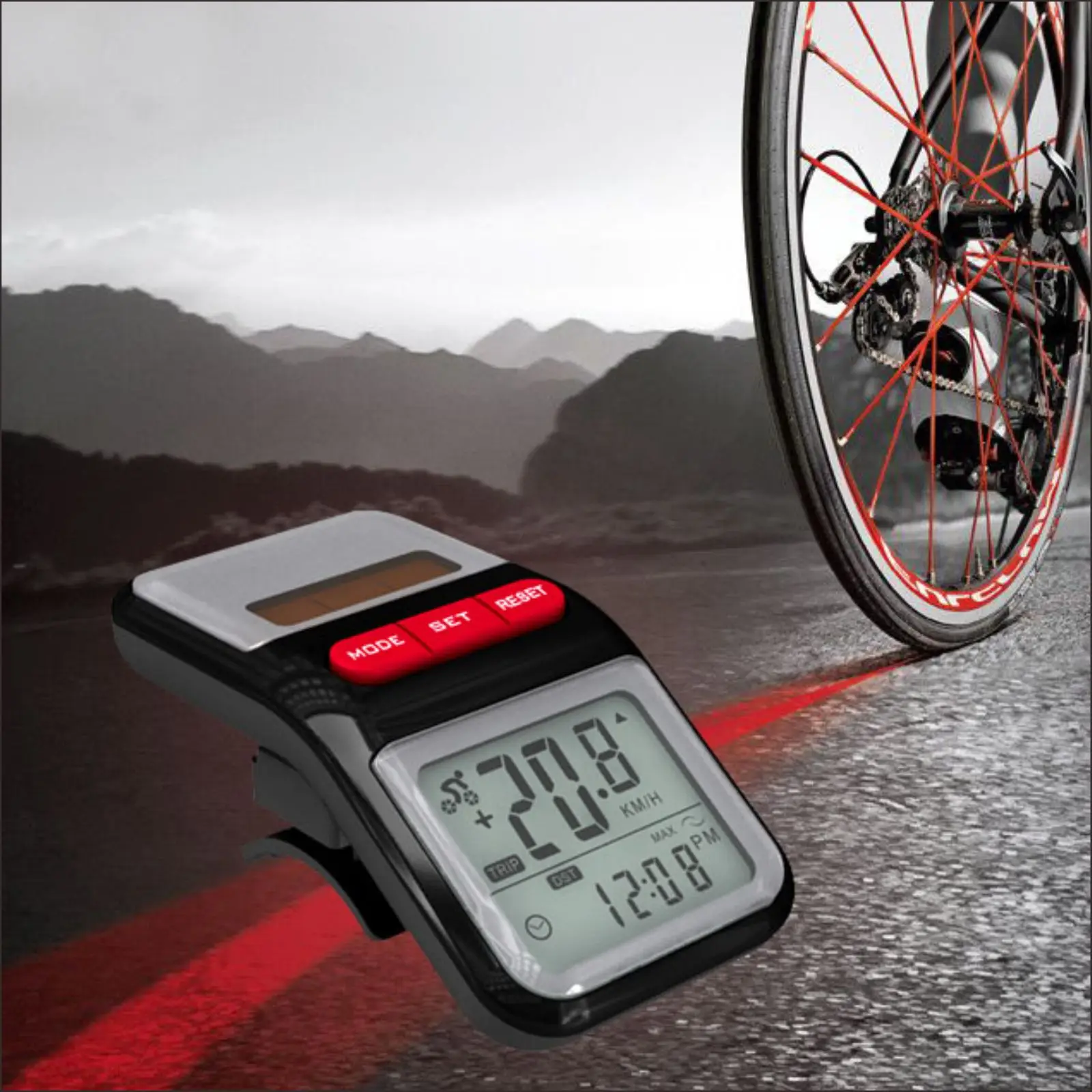 Digital meter Solar Battery Power Bike Motorcycle Odometer meter