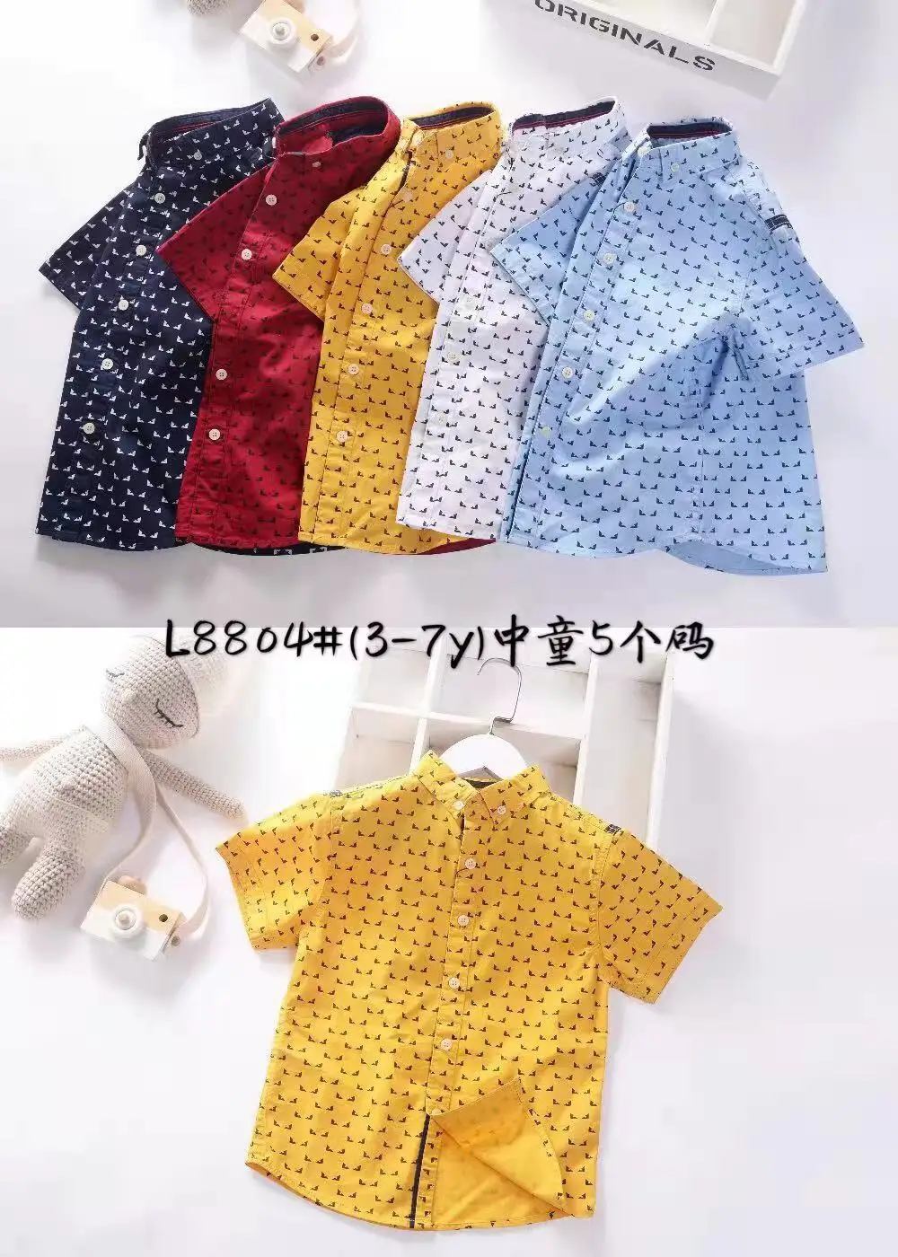 New Fashion Children Tops Casual Short  Sleeve Cotton Boys Plaid Shirt