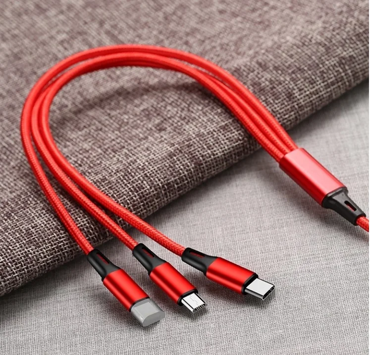 New 3 in 1 data charge cable type C micro usb cable for iPhone multi charging  for android mobile phone cable charger