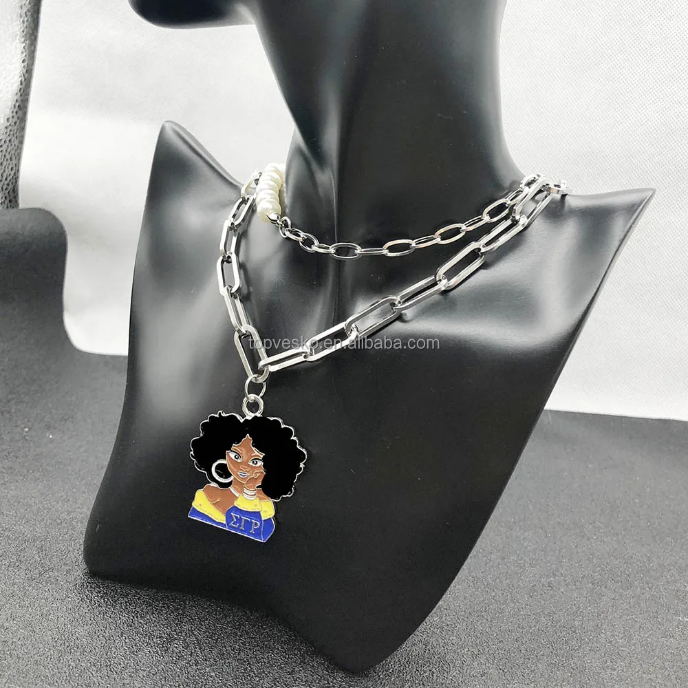 Stylish Retro Luxury Necklace Custom Handmade Two Rows Chokers Greek Sorority Organization Greece Letters Paperclip Necklaces