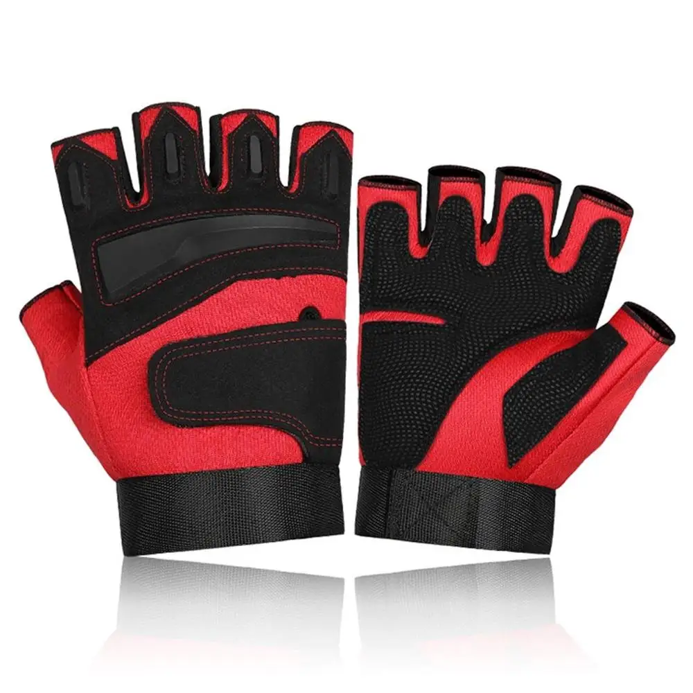 Brussels sports Cycling Gloves Half Finger Gloves Outdoor Sports Gloves Shock Absorption and Wear Free Adjustment Wristband Red,