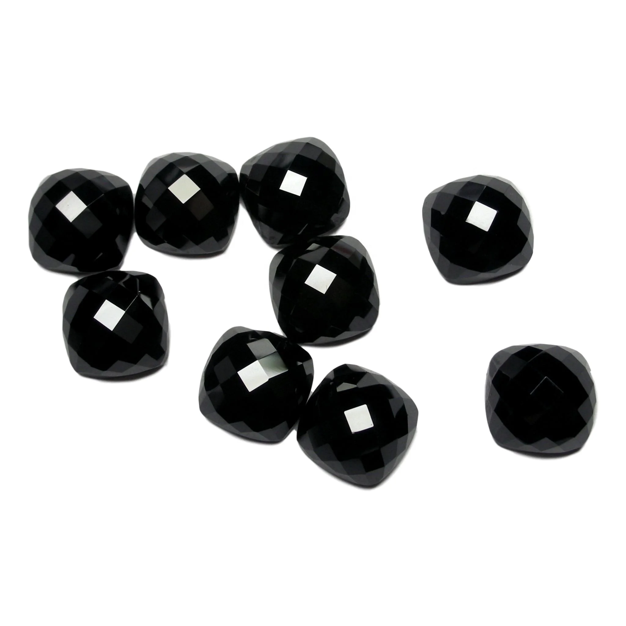 Faceted Black Spinel Gemstone Checkerboard Cut Top Flat Bottom With Various Shapes And Sizes Made On Custom Orders Faceted Black