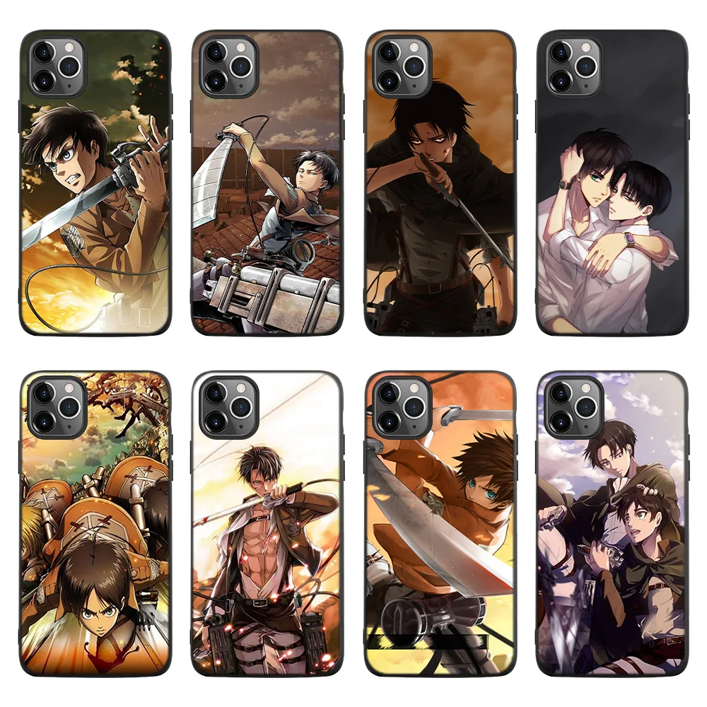 High Quality Cartoon attack on titan Custom Fashion Black Soft TPU Phone Case For iPhone 7 Plus For Samsung S20 Plus 5G