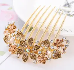 New Fashion flower hair combs Alloy rhinestones hair comb Hair accessories wholesale FS002c
