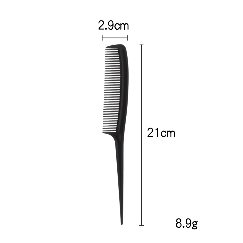 Factory Wholesale High Quality Rat Tail Comb Plastic Antistatic Hair Cutting Barber Comb Black Thicken Hair Comb