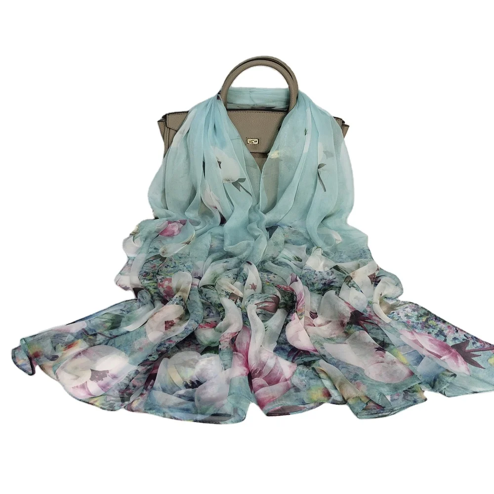 2021 год, Ханчжоу, оптовая продажа, роскошный дизайн, элегантный 100% чистый шелк, 5 Муми, 110*180 см, Женский шифоновый длинный шарф