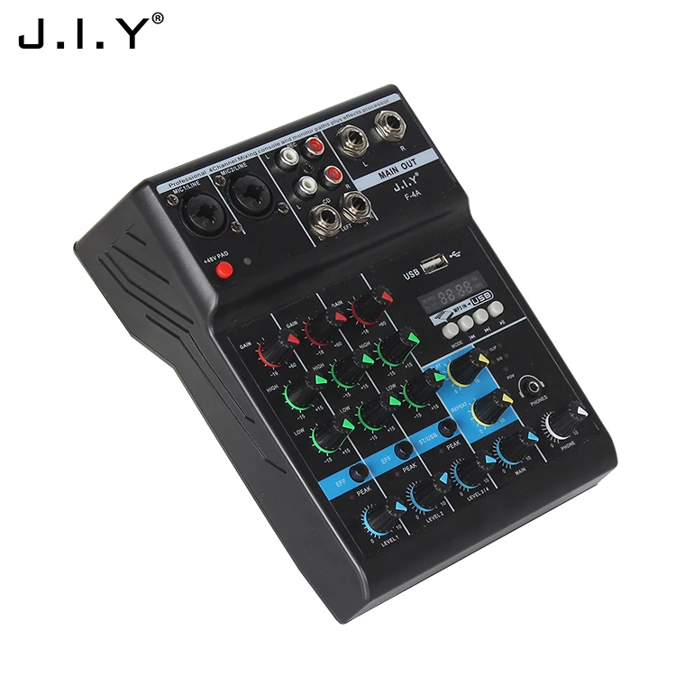 J.i.y F-4A 4-канальный видеорегистратор Mini USB аудио смеситель микшерная консоль для