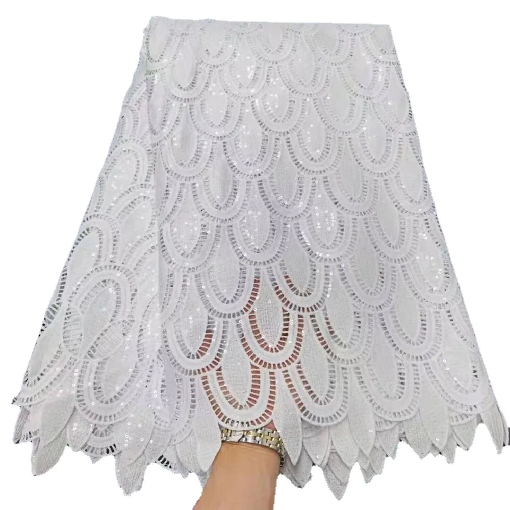 High Quality Milk Silk Sequin Embroidery Hollow Water Soluble Lace Fabric