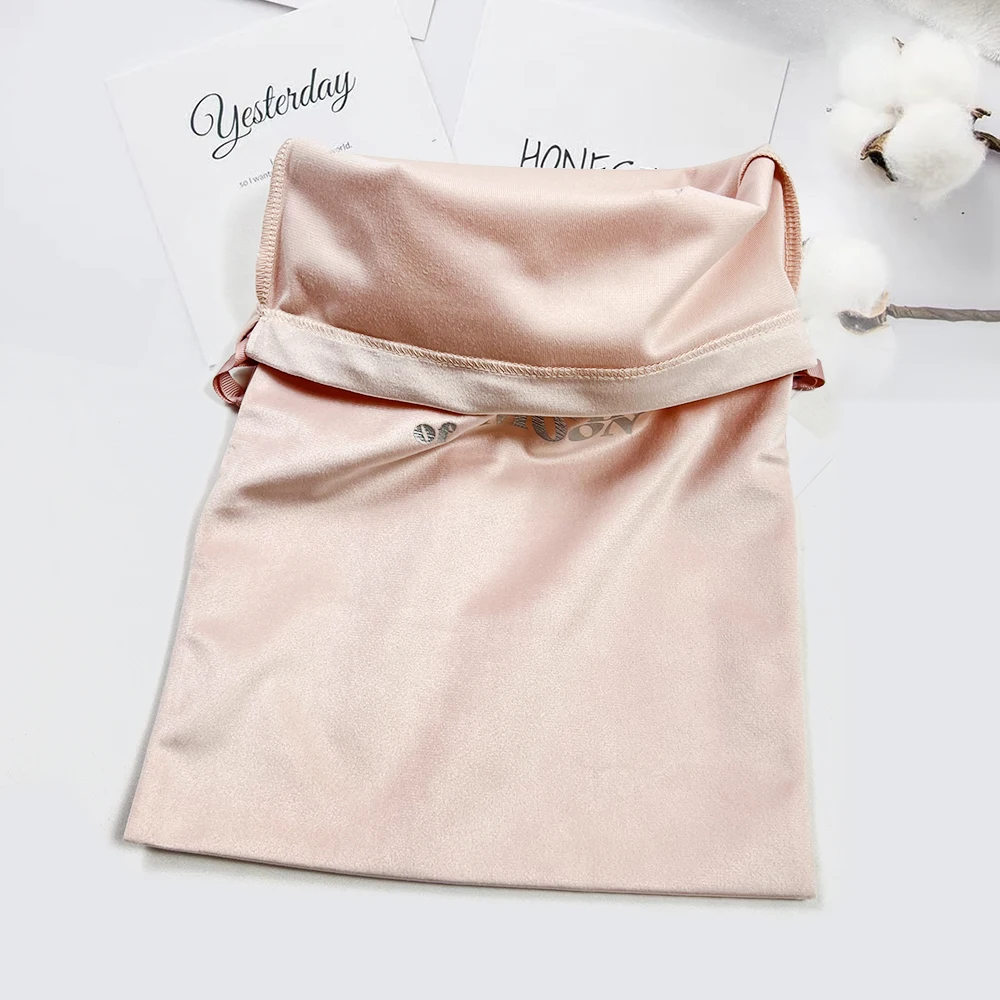 Custom Logo Gold Stamping Printed Plush Cotton Velvet Jewelry Pouch Soft Gift Packaging Drawstring Dust Bag