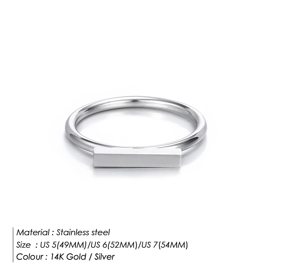 Wholesale Custom Made Ladies Fashion Personalized Minimalist Blank Bar Stainless Steel Ring YD14973