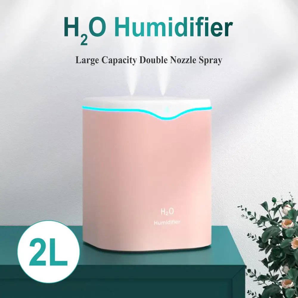 hot selling! 2L Air Humidifier Essential Oil Aroma Diffuser Double Nozzle Coloful LED Light Humidifiers Aromatherapy Diffuser