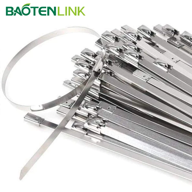 Heavy Duty 100PCS PVC Coated SS304 /316/201  Plastic Sprayed Ball Lock Metal Self Locking marker Stainless Steel cable ties 300