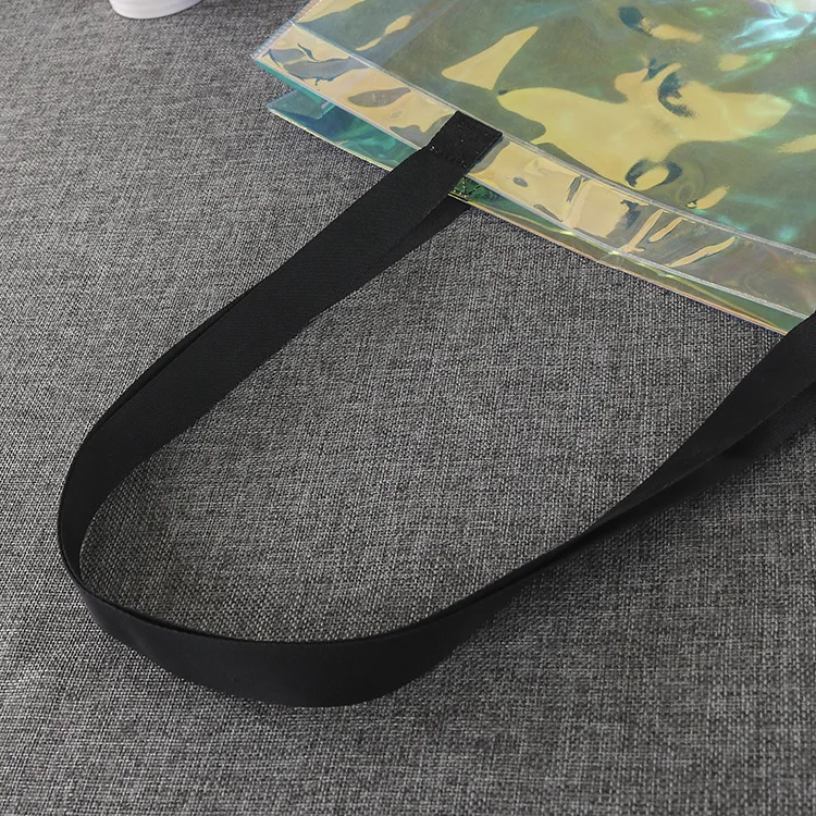 Custom Logo Rainbow Transparent Laser Tote Bag Waterproof PVC Ladies Tote Bag Shopping Bag