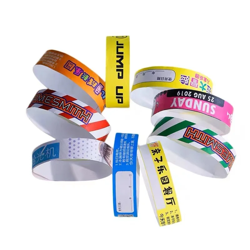 Printable Waterproof Dupont Paper NFC Wristband Tyvek Paper Bracelet PVC RFID bands For events ticket