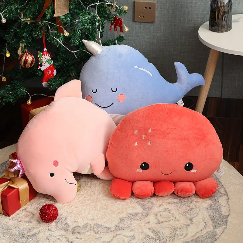 Kawaii whale Plush Toys Soft Marine Animal Cute Seal Stuffed Doll for Kids Gift Sleeping Pillow Dihao