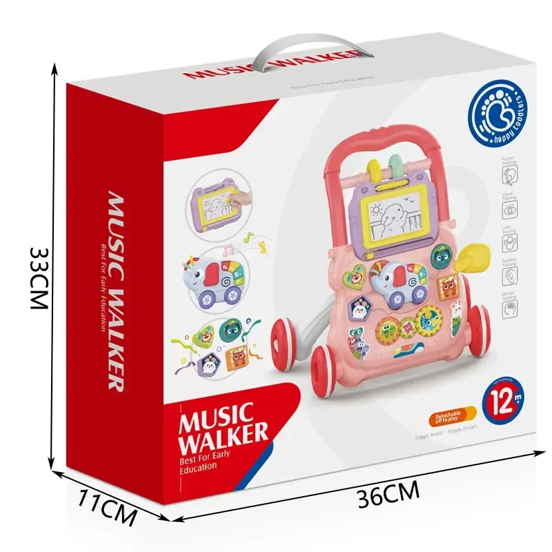 Toys Newborn Baby Learning To Walk Activities Stroller Small Elephant Music Early Educational Fitness Infant Hand Push Walker