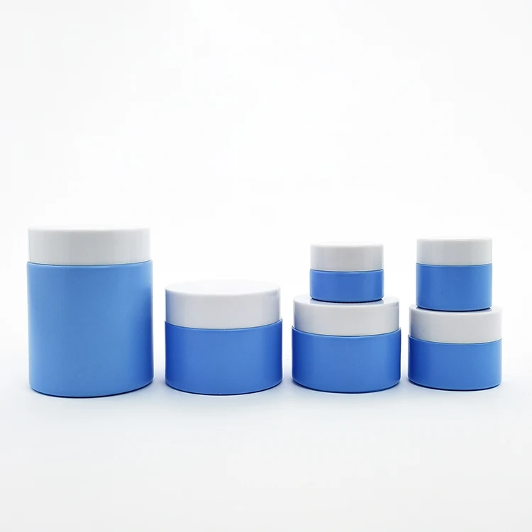 Cosmetic packaging container 5 10 15 20 30 50 100 gram pink green blue lip scrub body butter glass cream jar with plastic lid