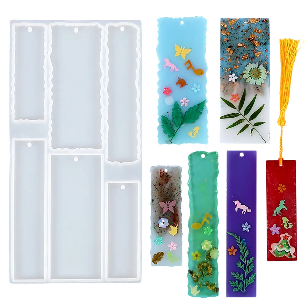 BPA Free Easy Release Different Patterns Rectangle  Resin Bookmark Silicone Molds for DIY Craft Resin Bookmark Mold