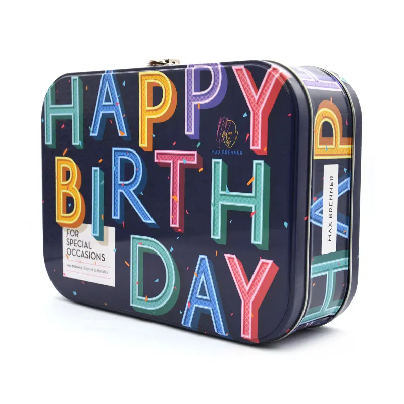 Premium Lunch Tin Box Logo Custom Gift Package Lunch Tin Can Cookies Storage Metal Container With Handle And Lock For Kids