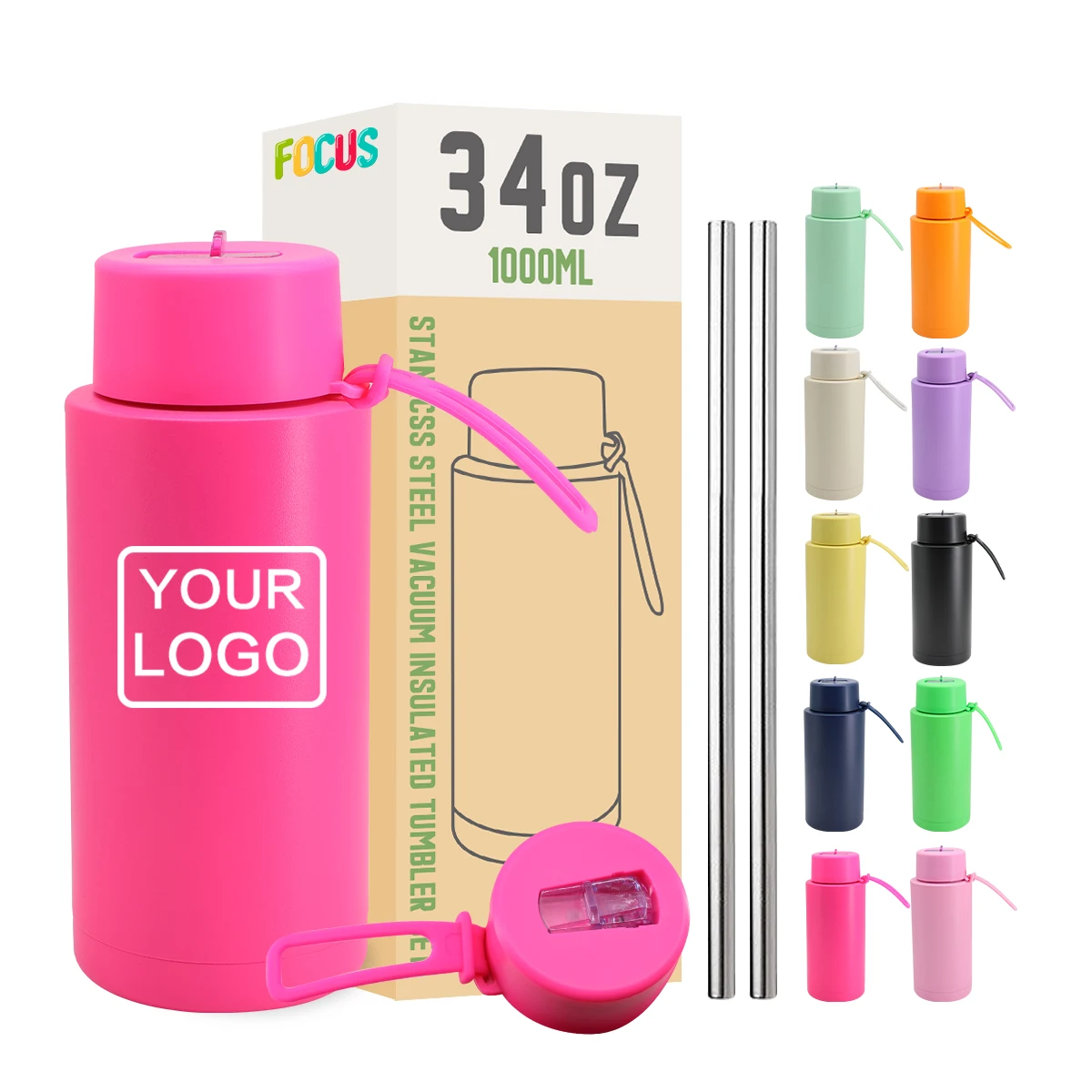 Custom Logo Rose red Large Capacity 34oz Sports Gym Stainless Steel Tumbler Insulated Drink Bottle X1 Vacuum Flask Water Bottle