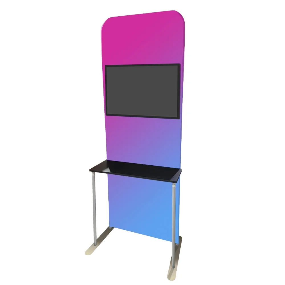 Brand New Product Customize Pop Up Ez Straight Tube Banner Stand Curved Tension Fabric Display Slim Wave