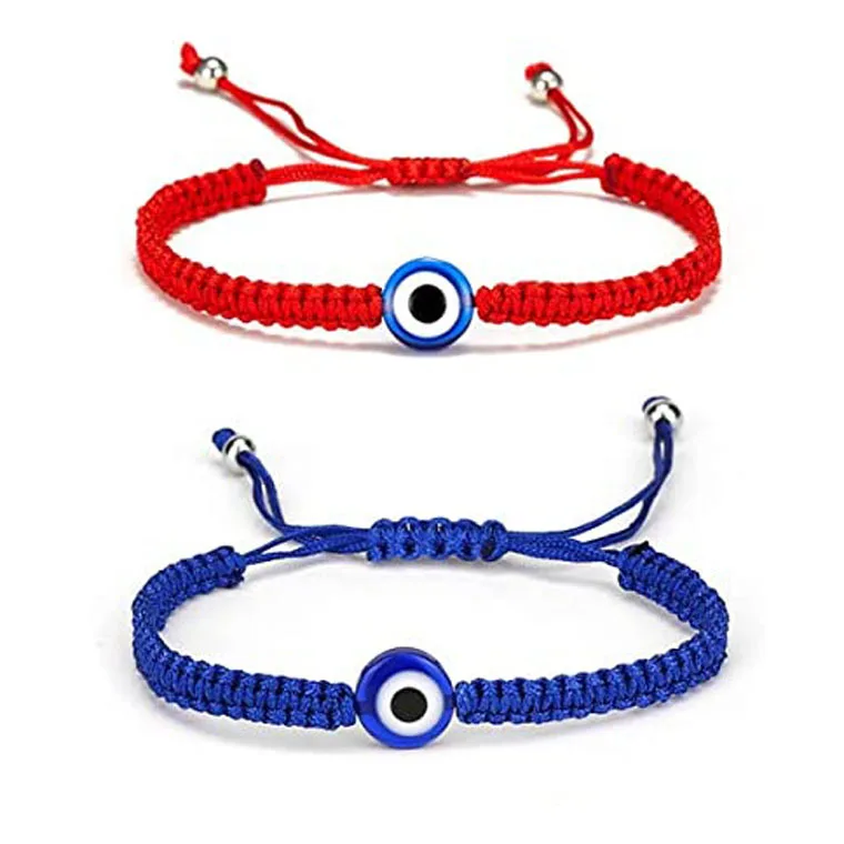 Wholesale Adjustable Handmade Woven Red Rope Stretch Bracelets Blue Evil Eye Crystal Beads Bracelet for Women