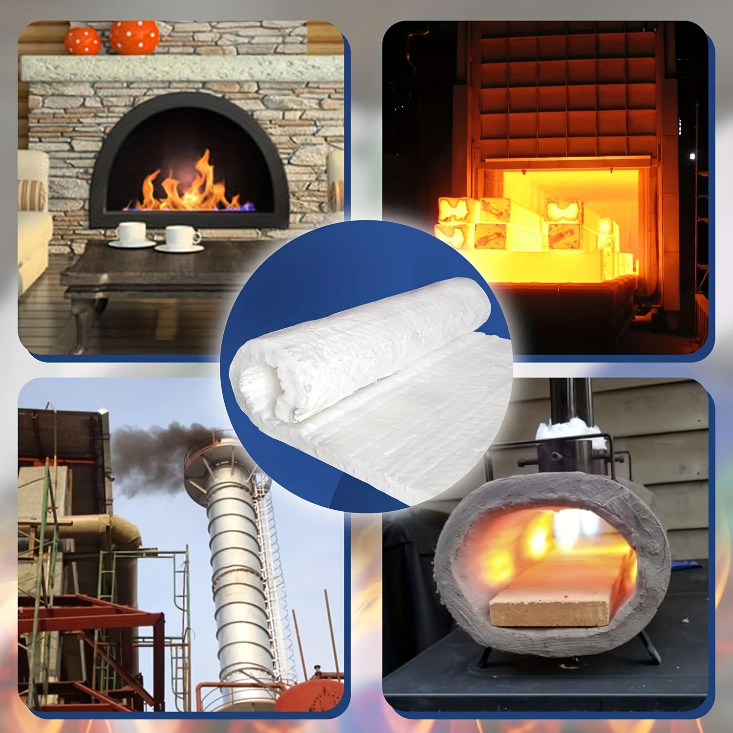 Fireproof Ceramic Fiber Blanket Fabric High-Temperature Resistant Insulation For Ovens, Kilns, Forges & Fireplaces