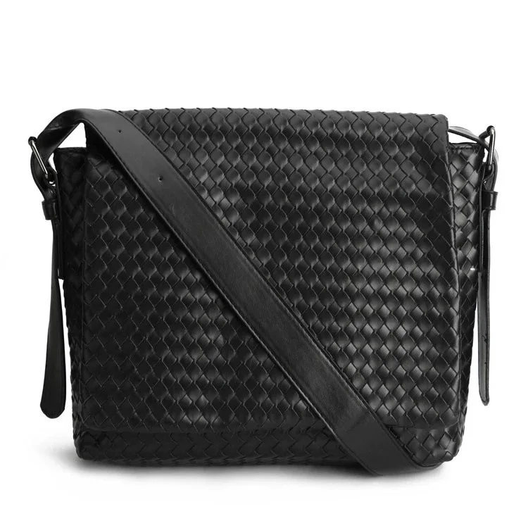 2022 Braided PU Leather Men Messenger Bags High Quality Men Luxury Shopping Business Bags
