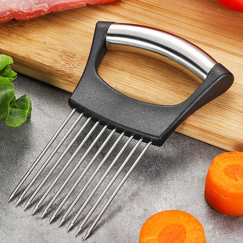 Hot Sell Food Grade Onion Holder Slicer Slicing Tomato Potato Tool Stainless Steel Onion Cutter