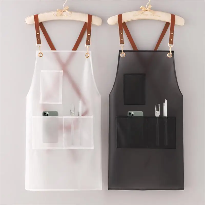 New transparent no-wash apron home kitchen cooking waist oil proof aquatic work clothes