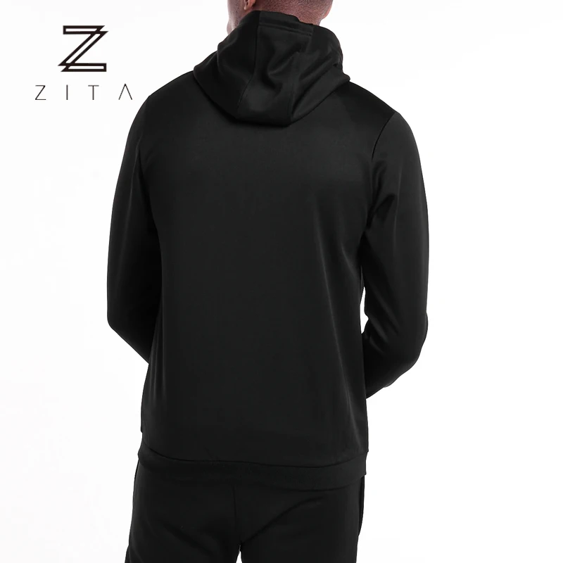 Street Wear Custom Made Plain Zip Up Hoodie Black 100% Cotton Zip Up Mens Gym Clothing Blank Zipper Hoodies