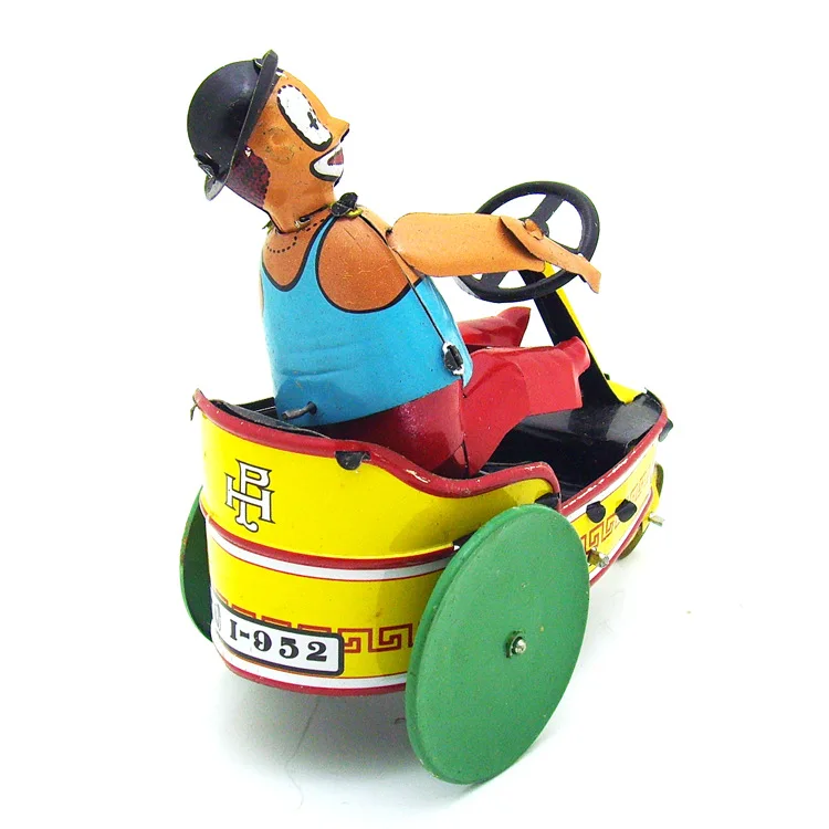 Clown On Tricycle Wind Up Tin Toy Cast Iron Craft