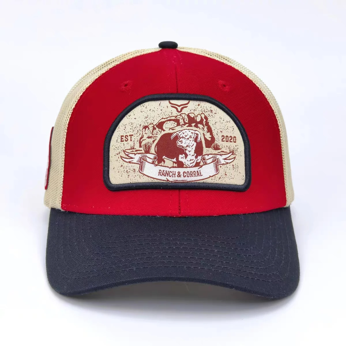 Custom hot sale applique classic retro yupong snapback polyester mesh Sports caps hat 6 panels woven patch fitted Baseball Cap