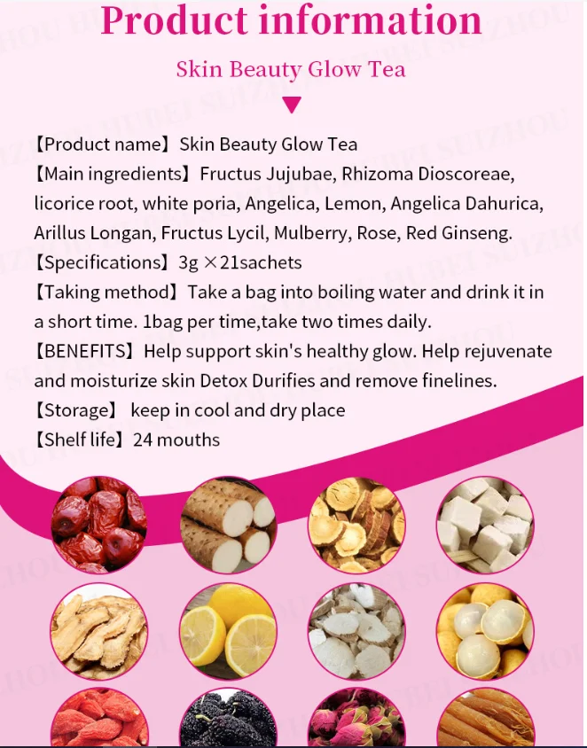 Private Label Herbal Detox Skin Whitening Glow Tea