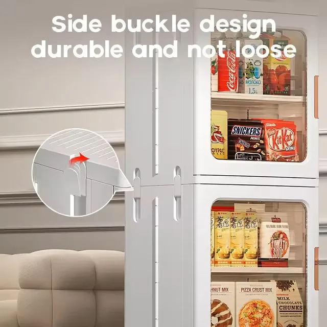 High Quality Rolling Home Storage Organizer Cabinet Bag Sneakers Display Cabinet Foldable Plastic Storage Cabinet with Wheels