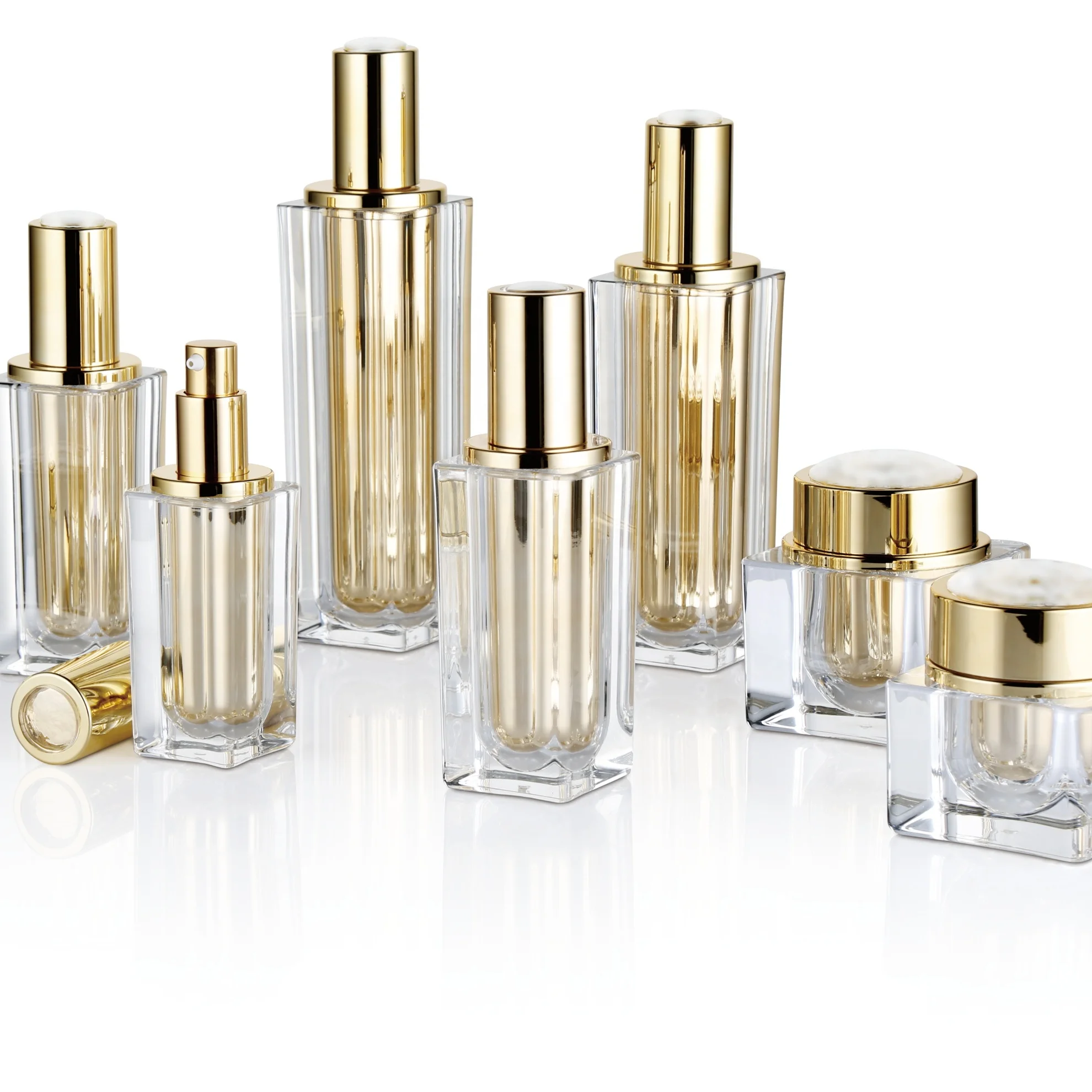 Luxury Acrylic Cosmetic Bottle Acrylic Cosmetic Container Plastic Packaging 1OZ 2OZ 3OZ Screen Printing PMMA Easy Open End GM/LM